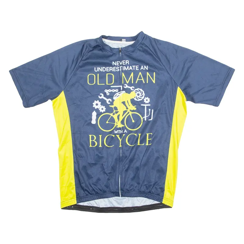 OLD MAN WITH A BICYCLE Cycling Mens Jersey Blue 1/4 Zip XL