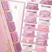 Bible Tabs for Women, Pink Bible Tabs, Laminated Bible Tabs with Unique Stickers, Large Print Bible Tabs for Easy Navigation,...