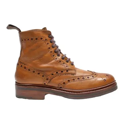 GREENSON Brogue Lace-Up Boots Brown Leather Mens UK 6