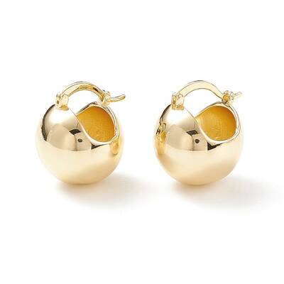 Rack Plating Brass Round Ball Chunky Hoop Earrings for Women