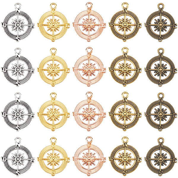 50Pcs 5 Colors Alloy Pendants