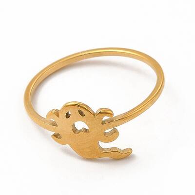 304 Stainless Steel Hollow Out Ghost Finger Ring for Women