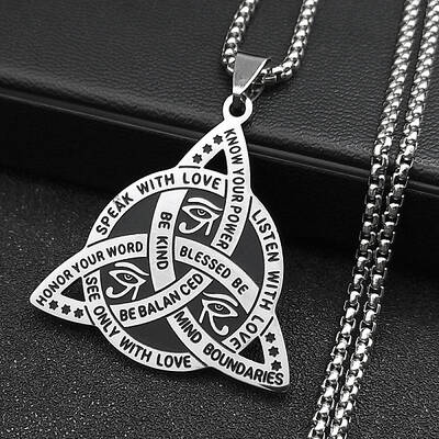 304 Stainless Steel Trinity Knot Pendant Necklaces