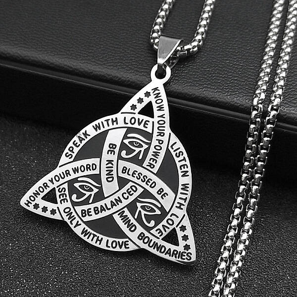 304 Stainless Steel Trinity Knot Pendant Necklaces