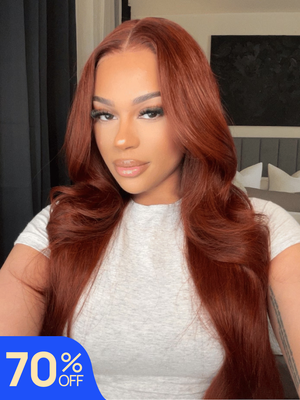 Nadula Flash Sale Auburn Brown Body Wave 13x5x0.5 Lace Part And 7x5 Bye Bye Knots Lace Closure Wig Invisiable Lace Human Hair...