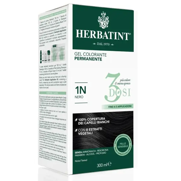 Permanent Coloring Gel 1N 3 Doses Herbatint 300ml