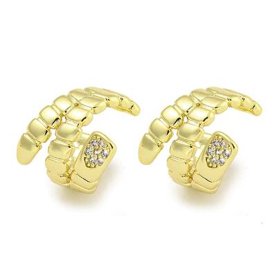 Brass Micro Pave Cubic Zirconia Cuff Earrings
