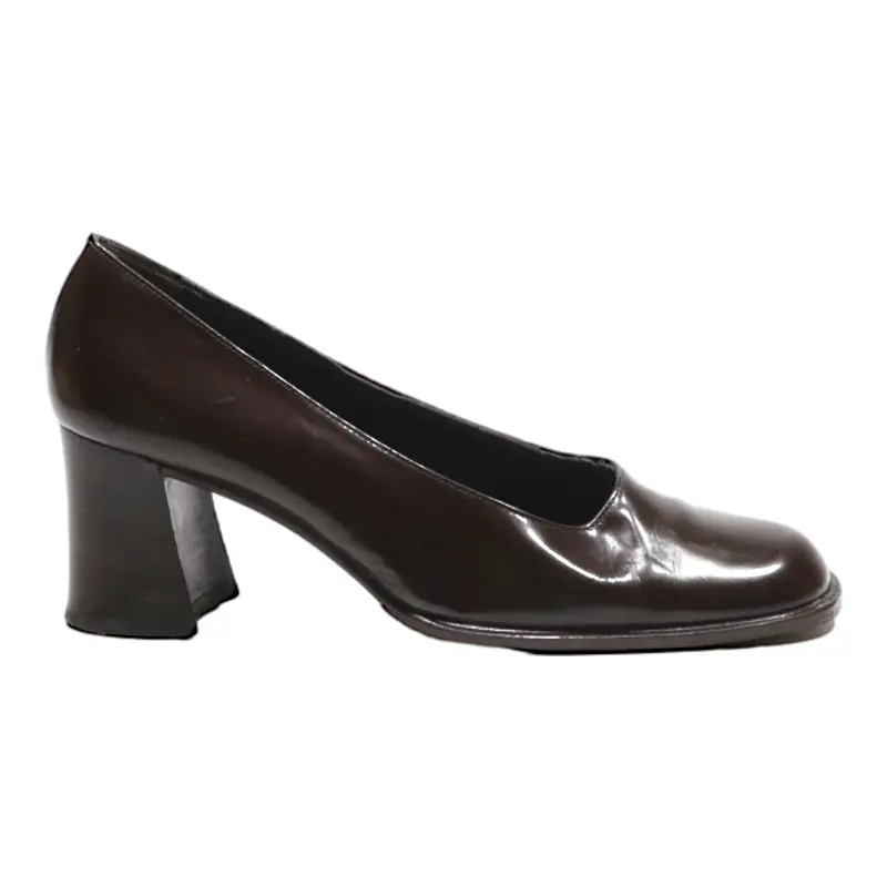 PRADA Block Heels Brown Leather Womens UK 6