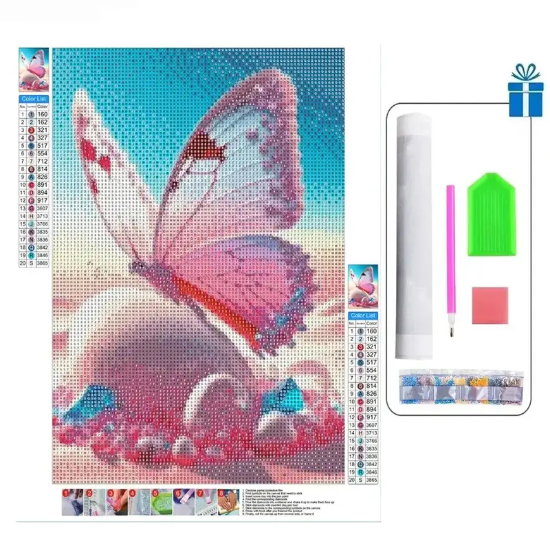 Butterfly Pattern DIY Diamond Art Painting without Frame, Aesthetic DIY Diamond Art Painting Kit, DIY Decor Painting for Home...
