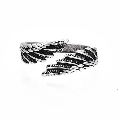 Double Wing Alloy Open Cuff Ring for Men Women