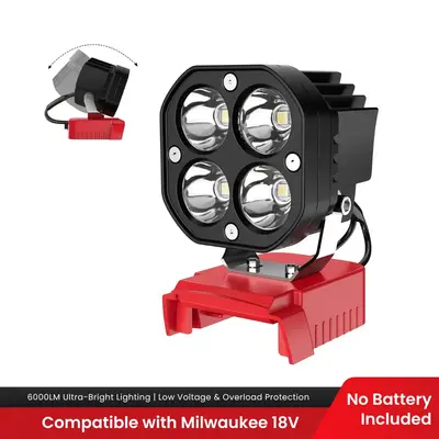 Azocek 18V Cordless LED Work Light – 40W 6000LM Milwaukee Battery Compatible, Adjustable Floodlight for Camping, Constructi...