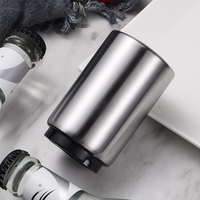 Premium Beer Bottle Opener (Silver), 1 PC Stainless Steel Automatic Push Down No Damage Quick to Open Small Portable Bottle C...