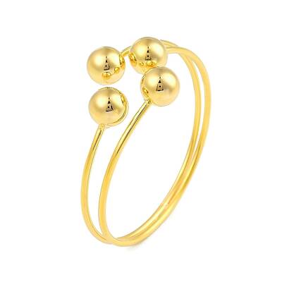 Round Brass Open Cuff Torque Bangles for Women