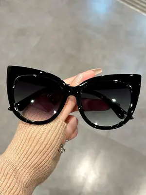 Unisex Simple Style Plain Color Leopard Pattern Cat Eye Sunglasses (1 Pair), Trendy Casual Sunglasses for Everyday Use, Fashi...