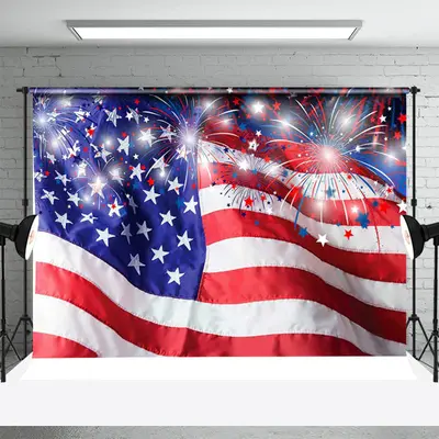 Spark Blue Red White Flag Independence Day Backdrop - Aperturee