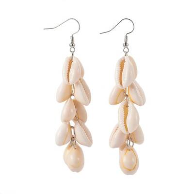 Cowrie Shell Beads Dangle Earrings