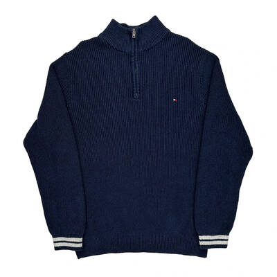 Tommy Hilfiger 1/4 Zip - 2XL Navy Cotton Blend