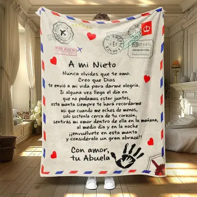 Travel Themed Letter Pattern Blanket, 1 Count Soft Warm Throw Blanket, Air-conditioned Room Blanket, Warm Nap Blanket for Hom...