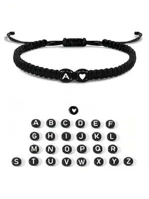 Letter Design Braided Bracelet, Simple Adjustable Hand Jewelry for Women & Men, Casual Cool Female Accessories, Trendy Matchi...