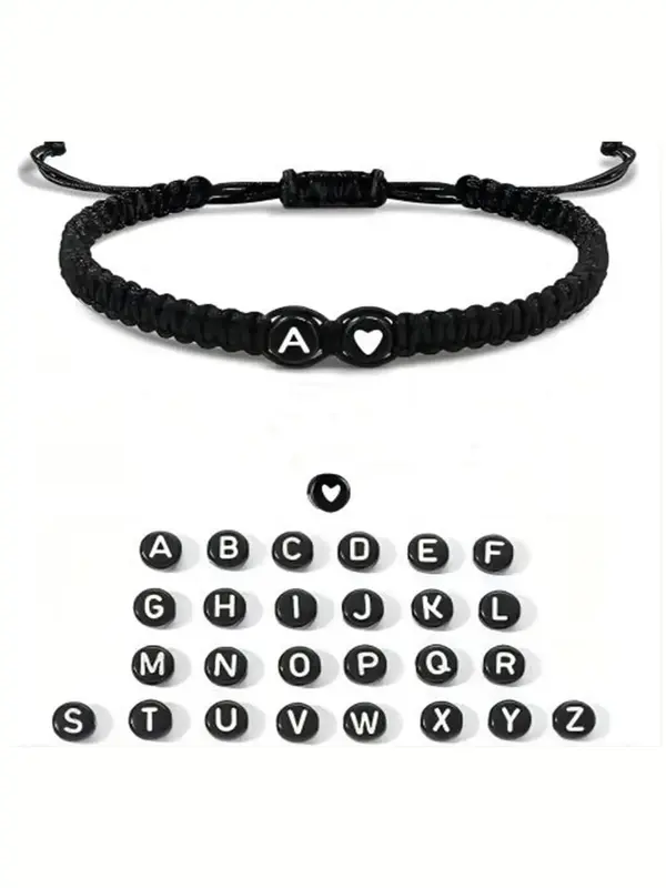 Letter Design Braided Bracelet, Simple Adjustable Hand Jewelry for Women & Men, Casual Cool Female Accessories, Trendy Matchi...