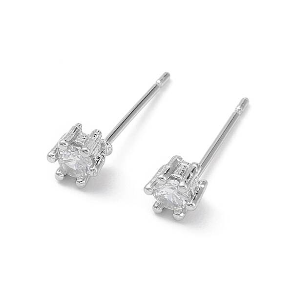 Rack Plating Brass Cubic Zirconia Stud Earrings for Women