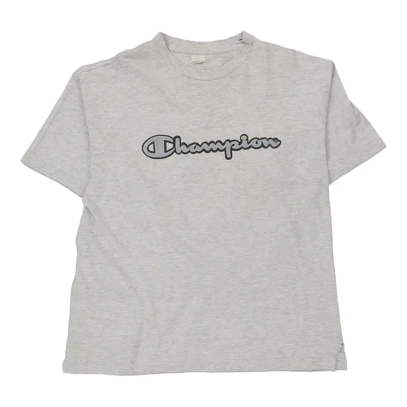 Champion Spellout T-Shirt - XL Grey Cotton