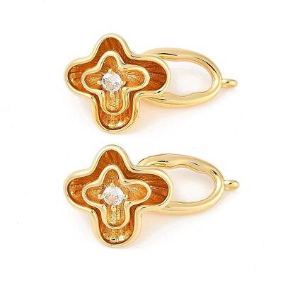 Brass Micro Pave Clear Cubic Zirconia Fold Over Clasps