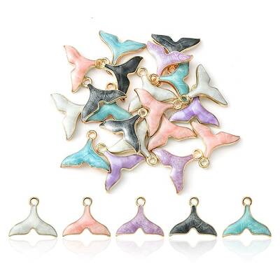 20Pcs 5 Colors Alloy Enamel Pendants