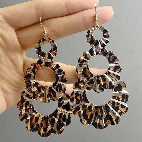 Teardrop Leopard Print Alloy Dangle Earrings for Women