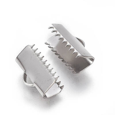 Tarnish Resistant 304 Stainless Steel Ribbon Crimp Ends