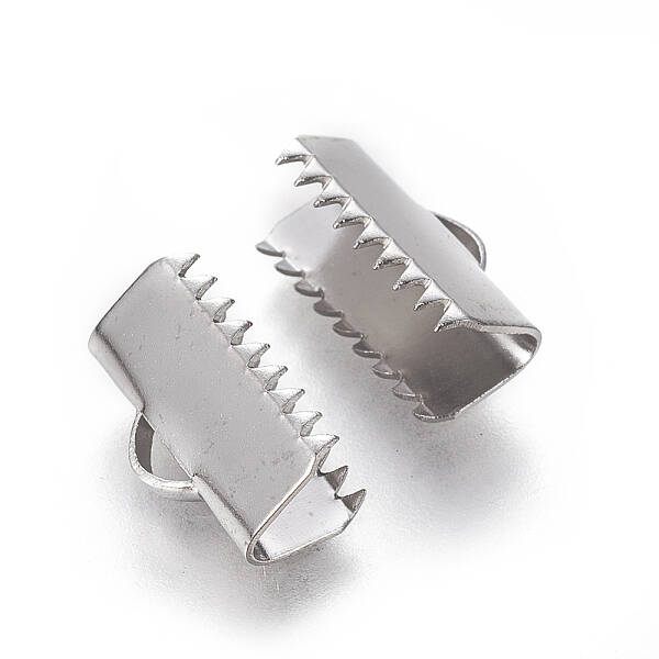 Tarnish Resistant 304 Stainless Steel Ribbon Crimp Ends