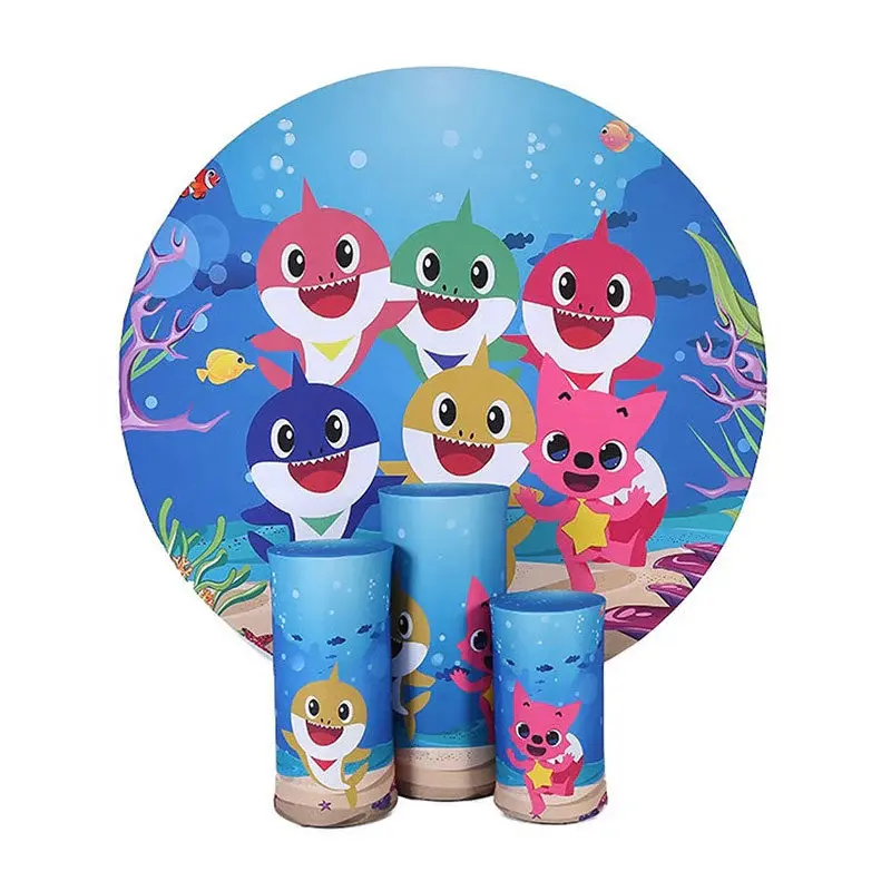 Aperturee Underwater World Shark Happy Birthday Round Backdrop Kit | Custom Circle Backdrop Birthday | Birthday Backdrop Idea...