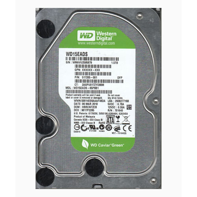 517205-001 HP 1.5TB 3Gb/s SATA 5400 3.5-inch Hard Drive