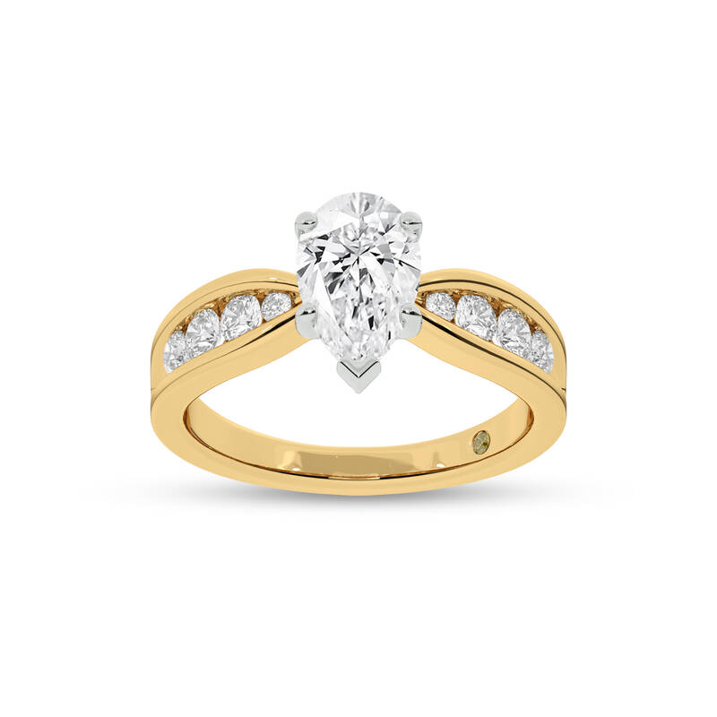 Verve Channel Set Bow Tied Shaped Pear Shape Lab Diamond Engagement Ring | 18K Yellow Gold 4 1/4 CT. TW.