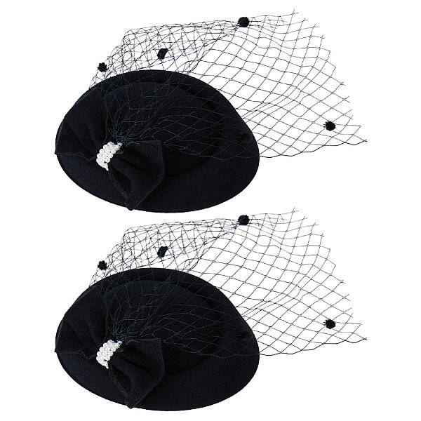 Bowknot Wool Felt Fascinators Pillbox Hat with Iron Alligator Hair Clips