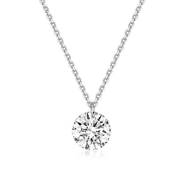 Flat Round Cubic Zirconia Pendant Necklaces