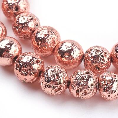 Electroplated Natural Lava Rock Beads Strands