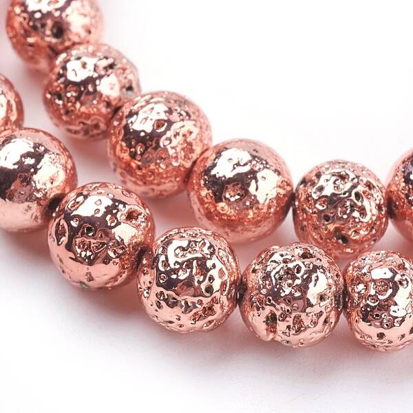 Electroplated Natural Lava Rock Beads Strands