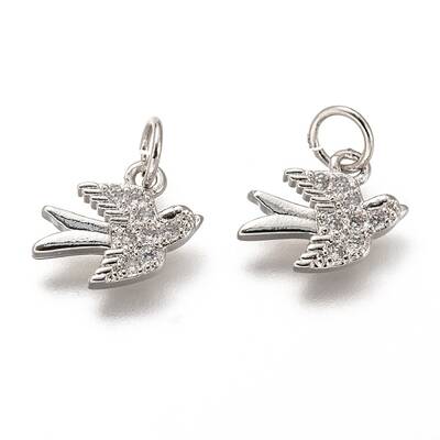 Brass Micro Pave Clear Cubic Zirconia Charms