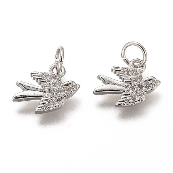 Brass Micro Pave Clear Cubic Zirconia Charms