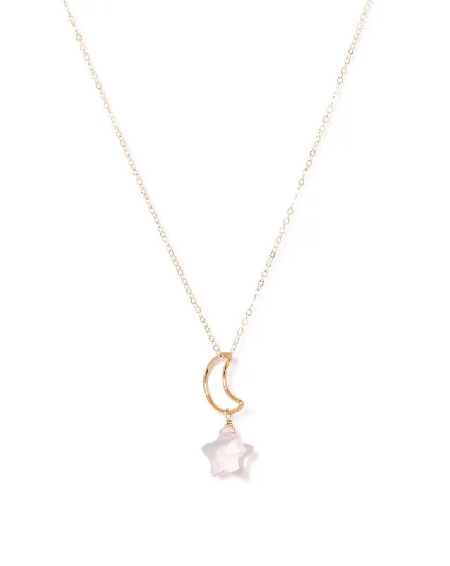 Lunastar Necklace | Metal Color: Gold | Color: Light Pink