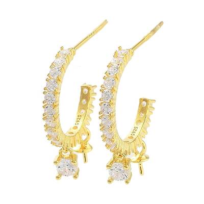 925 Sterling Silver with Cubic Zirconia Stud Earring Findings