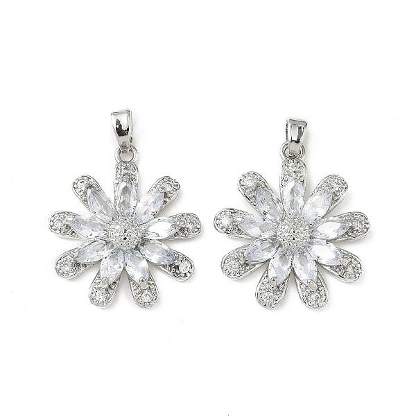 Brass Micro Pave Cubic Zirconia Pendants
