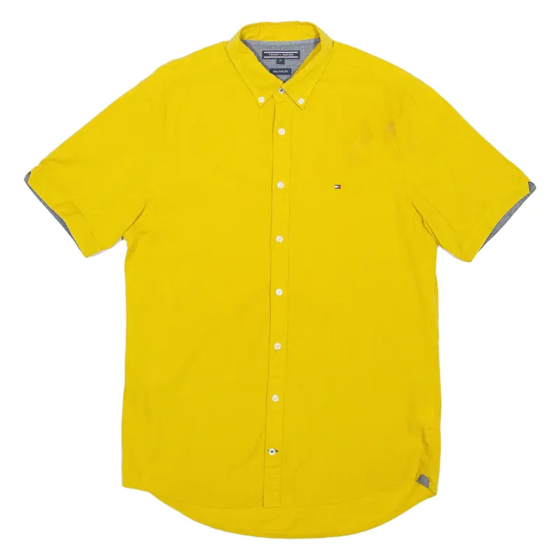 TOMMY HILFIGER New York Fit Mens Shirt Yellow Striped M
