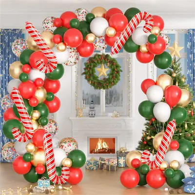 Christmas Balloon Arch Kit Red Candy Cane Party Decorations - Aperturee