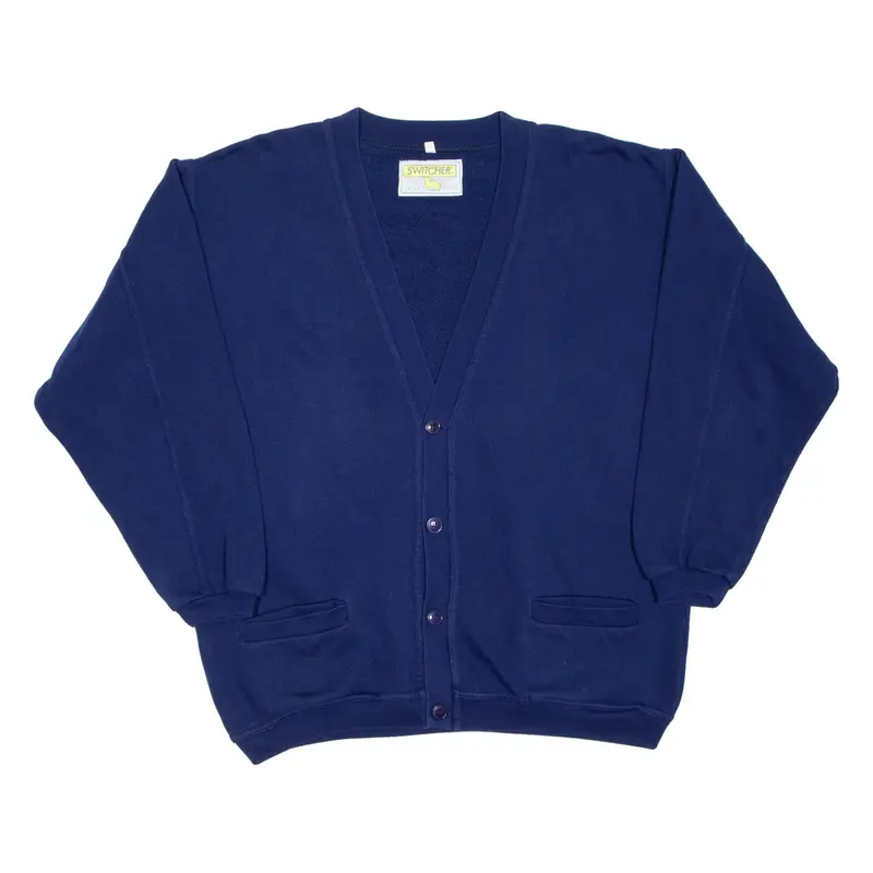 SWITCHER Button Cardigan Womens Sweatshirt Blue V-Neck M