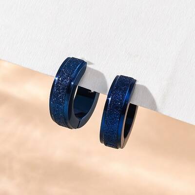 Sand Flash 304 Stainless Steel Hoop Earrings for Women