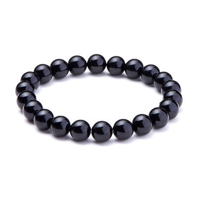 Natural Blacke Agate Round Beads Stretch Bracelets