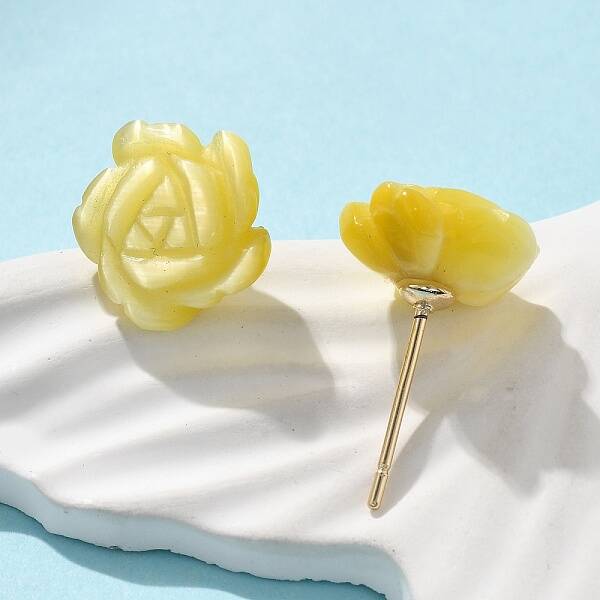 Brass Cat Eye Stud Earrings