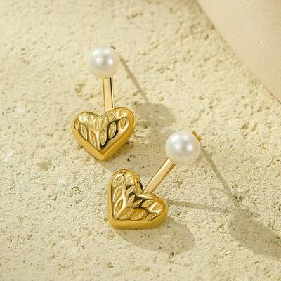 304 Stainless Steel Shell Pearl Stud Earrings